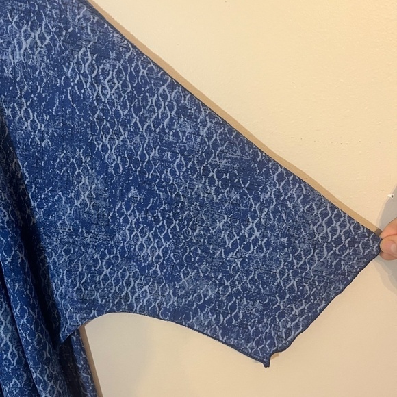 Maggie Barnes Animal Print Sweater 14W Blue Boho Aztec Western Retro 80s Chic - Picture 6 of 9